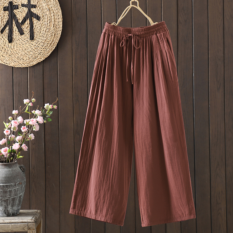 秋季时尚新款双纱婴儿棉裤子百搭女裤高腰休闲遮肉显瘦时尚阔腿裤