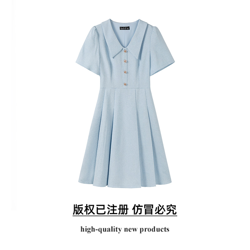 奢姿大码女装2025夏季新款胖妹妹气质名媛法式复古A字摆连衣裙