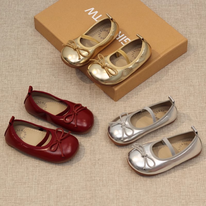 ABC女童皮鞋2024春秋新款女孩浅口公主鞋软底豆豆鞋小童宝宝单鞋