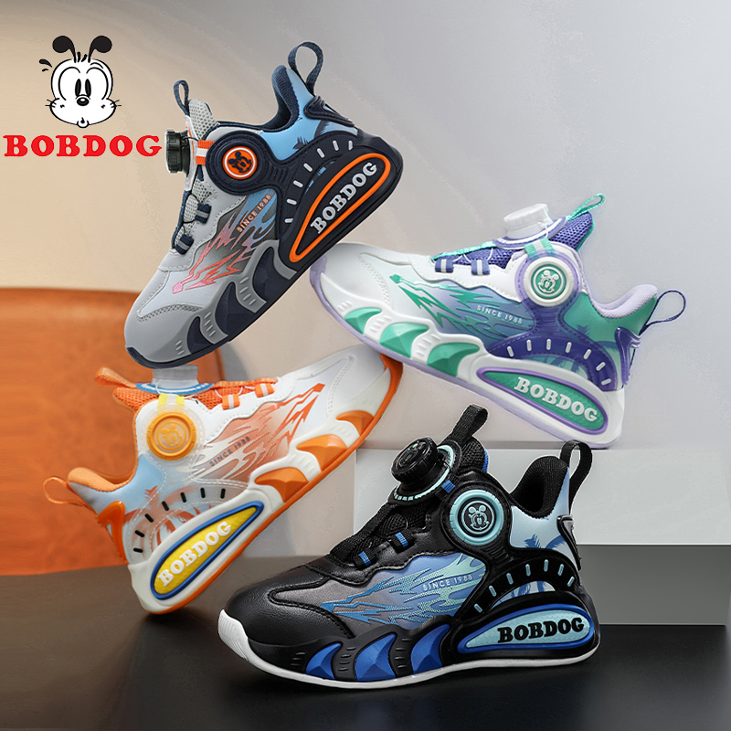 Bobdog/巴布豆运动轻便春秋透气防水休闲鞋女童男童男防滑篮球鞋