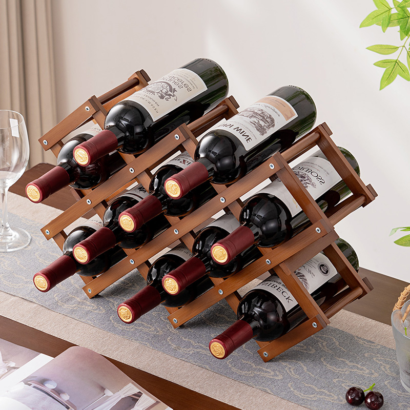 红酒架置物架格子家用免安装葡萄酒架摆件小酒柜多瓶放酒桌面简易