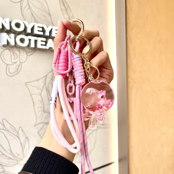 创意可爱MIU系棒棒糖小马宝莉入油流沙漂浮钥匙扣精致包汽车挂件