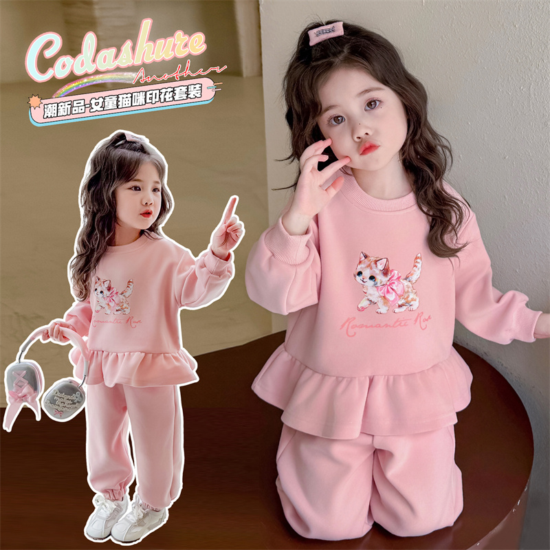 女童洋气可爱春秋季打底裤套装女宝宝2025新款时髦休闲两件套网红