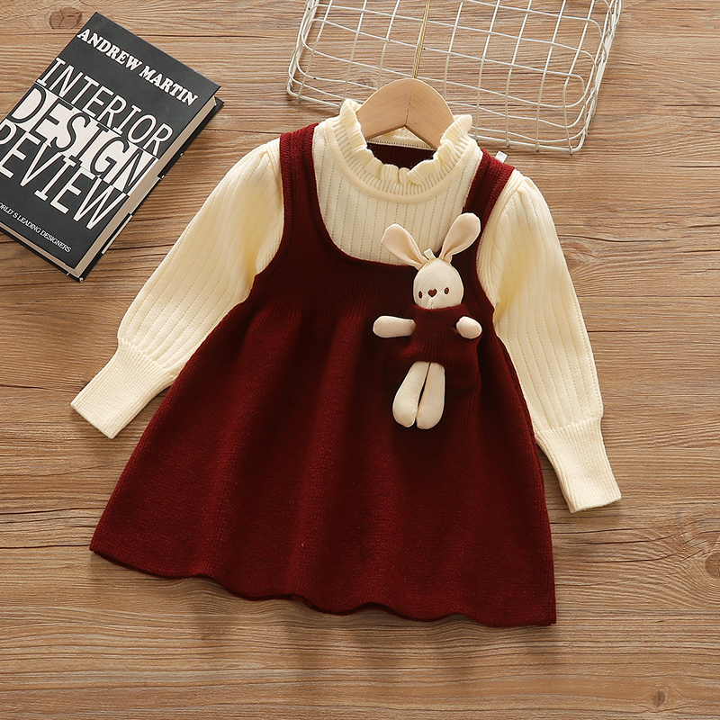 女童针织毛衣裙2025新款秋装女宝连衣裙儿童裙子周岁宝宝裙子小童