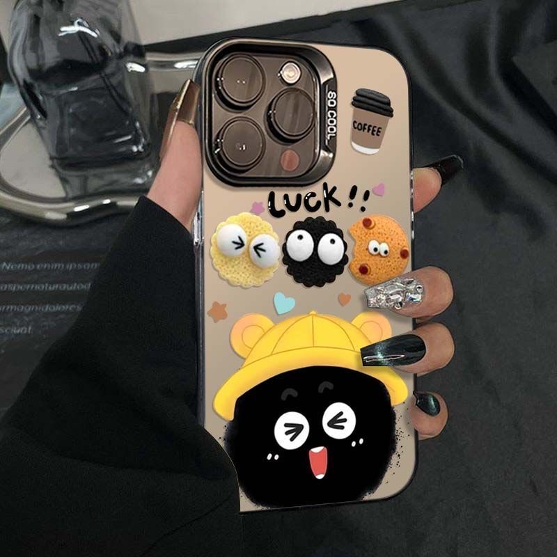 黄帽黑煤球适用于苹果iqoo华为oppo小米vivo一加彩银手机防摔壳