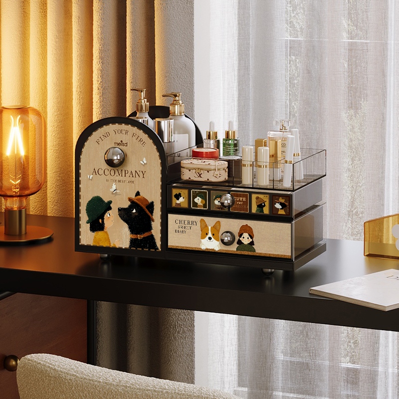美世达化妆品收纳盒首饰化妆刷桌面收纳筒梳妆台口红护肤品置物架