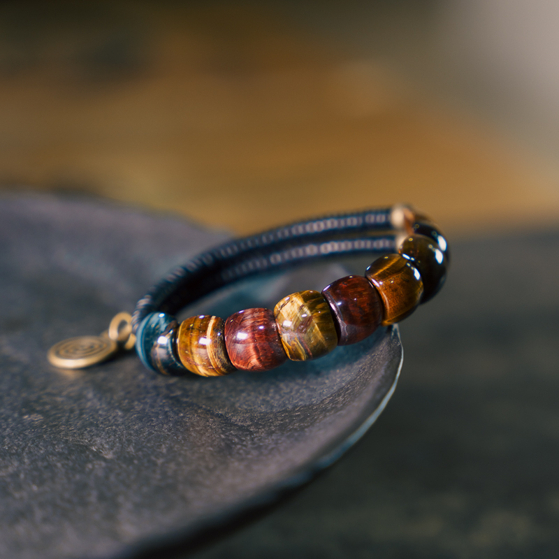 黄铜手链 复古小众彩色手排珠子手串男 原创设计个性潮流手链女款