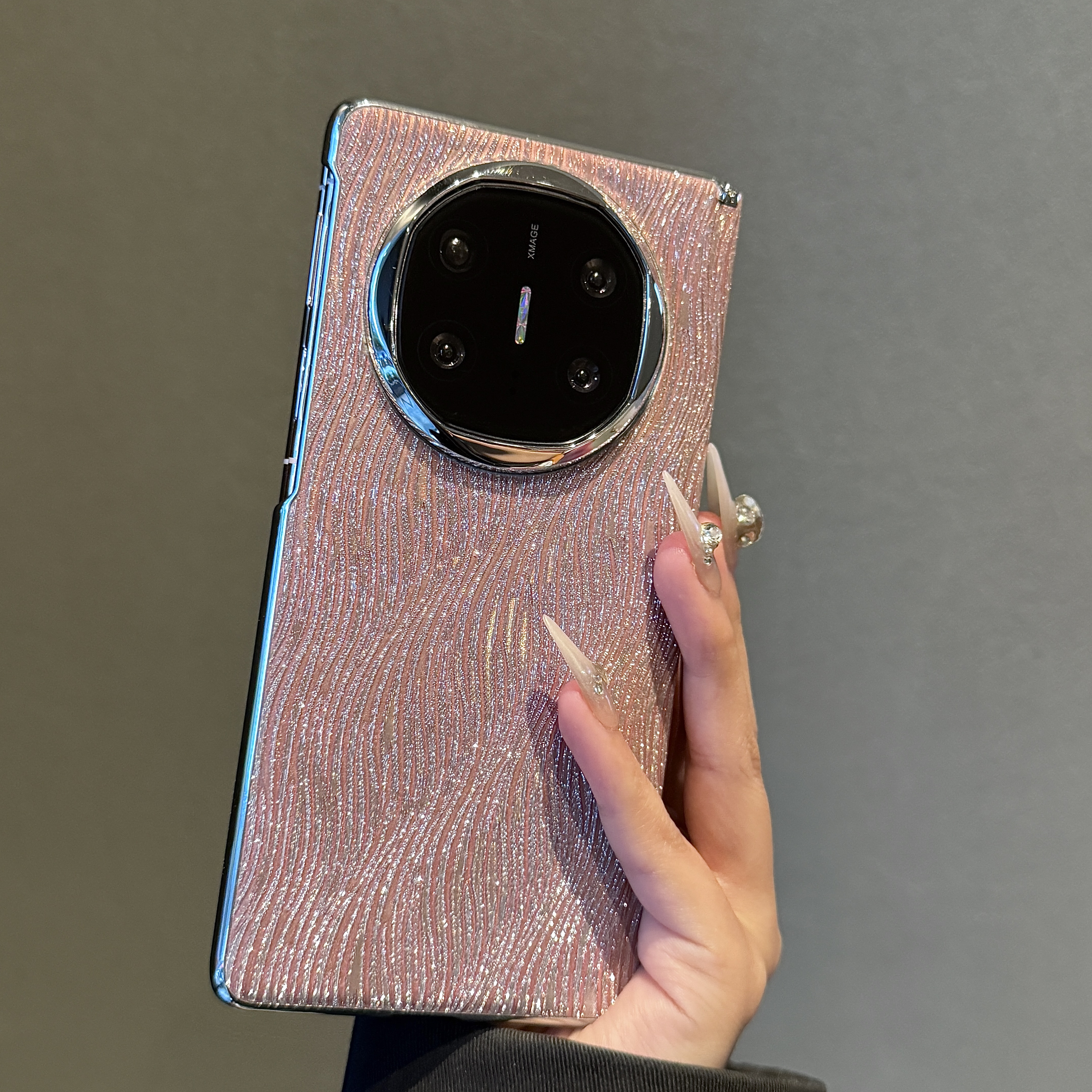 ins奢华闪粉波浪纹适用华为matex6折叠屏手机壳全包防摔女保护套