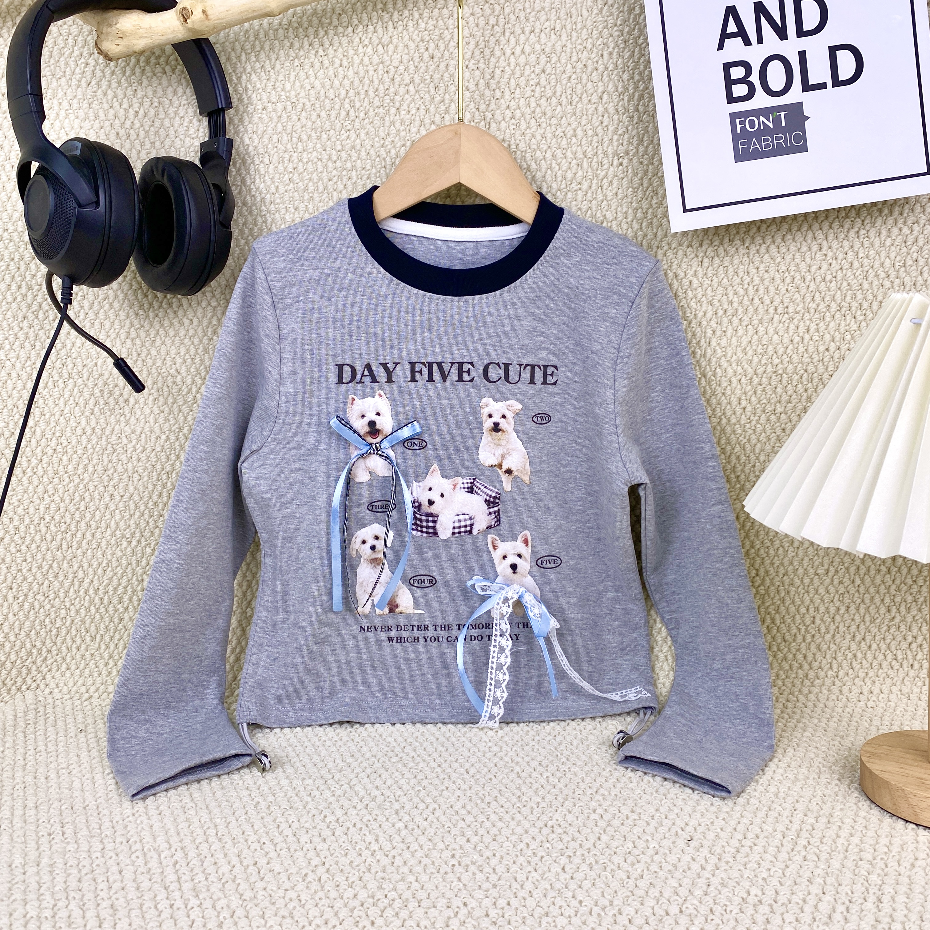 春秋X中大童针织长袖圆领T恤上衣秋冬棉致女童打底衫简约童装儿童