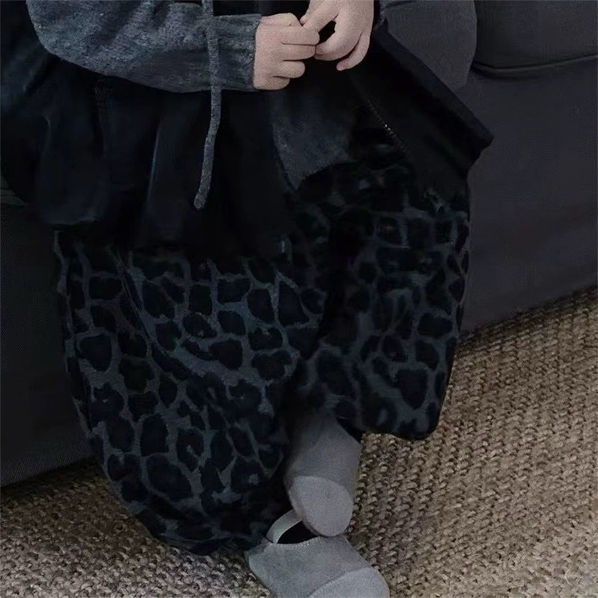 男童裤子2025秋季新款韩版洋气豹纹百搭中小童束脚运动休闲裤