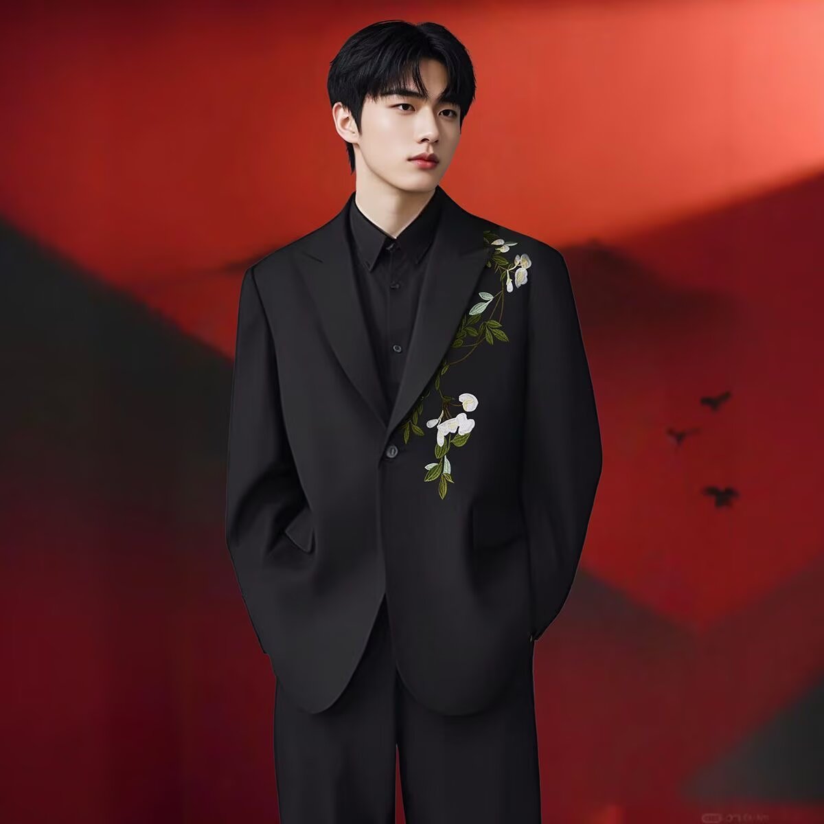 秋季新中式休闲西服外套男复古痞帅高级感西服潮韩版时尚职业商务