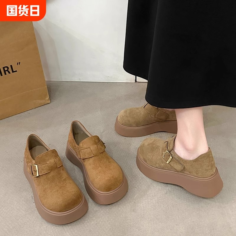 【现货+运费补贴】厚底勃肯鞋女2025秋季新款复古百搭一脚蹬乐福鞋