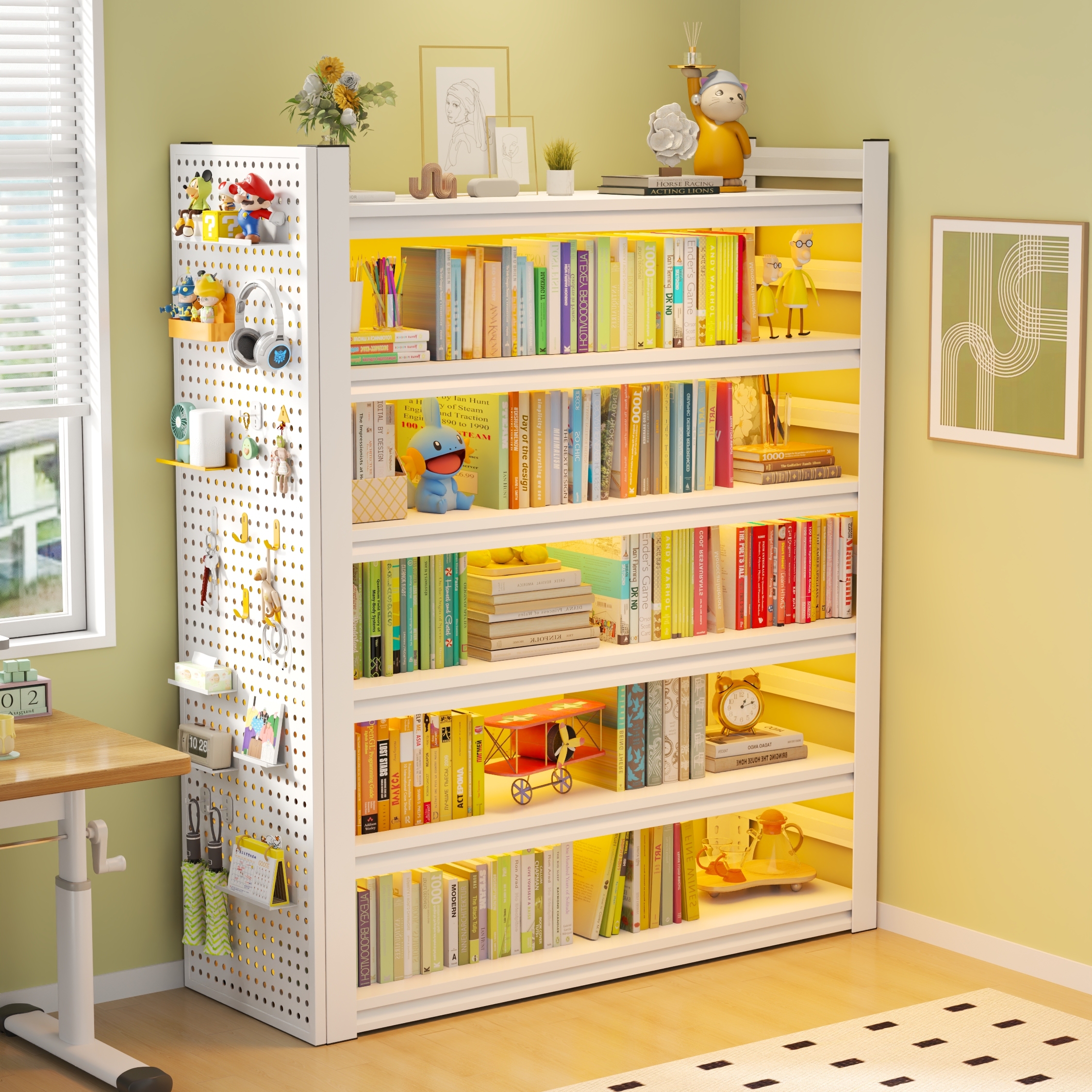 【低价冲量】家用钢制书架落地储物架书柜多层收纳架客厅一体置物架