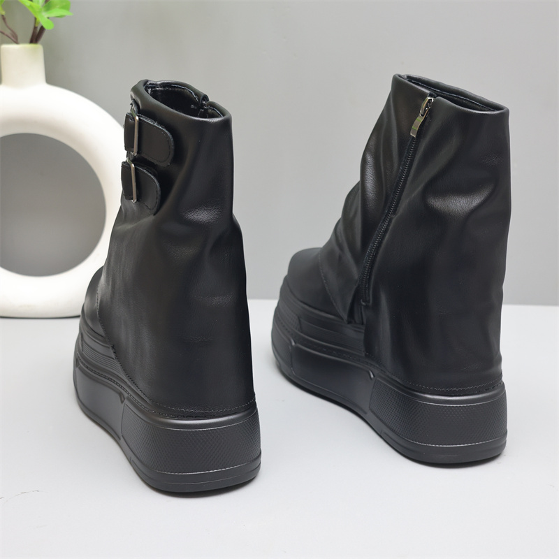 14厘米女厚底增高马丁靴女16cm小个子堆堆裤管靴子中筒短靴
