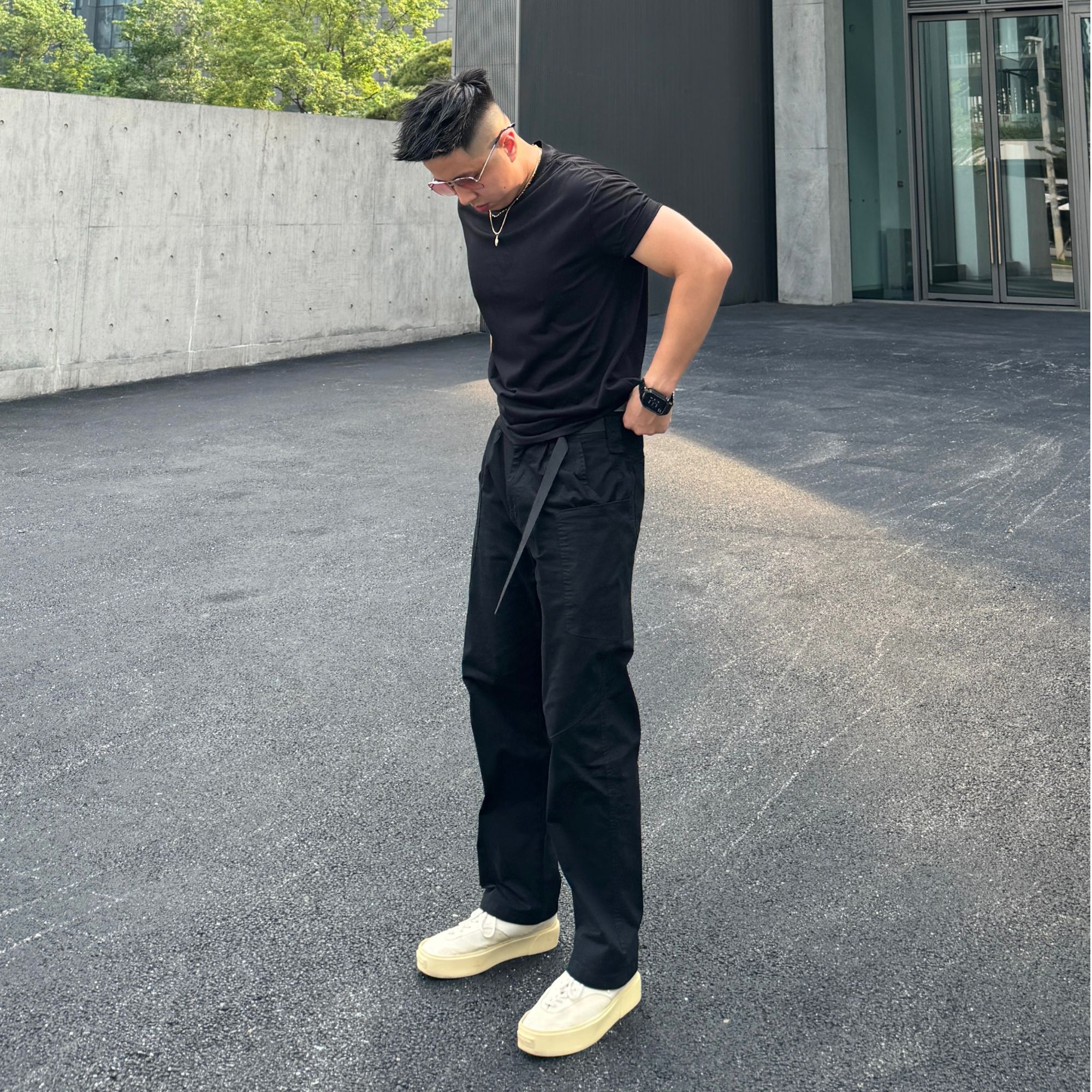 KUZ/夏季碳素石磨工装硬汉男生休闲裤美式军鸟裁片立体户外长裤男