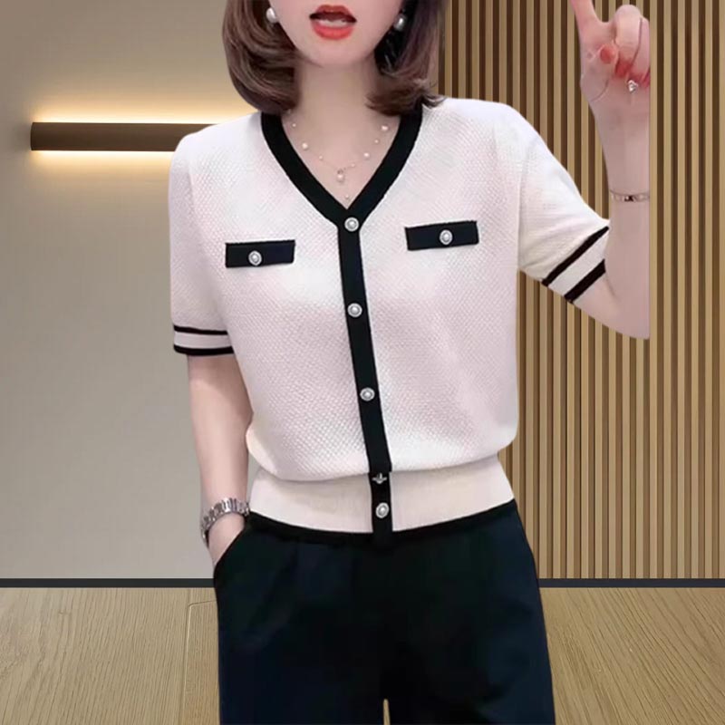 香朵儿时尚洋气穿搭针织衫女2025年夏季新款遮肚显瘦时髦减龄上衣