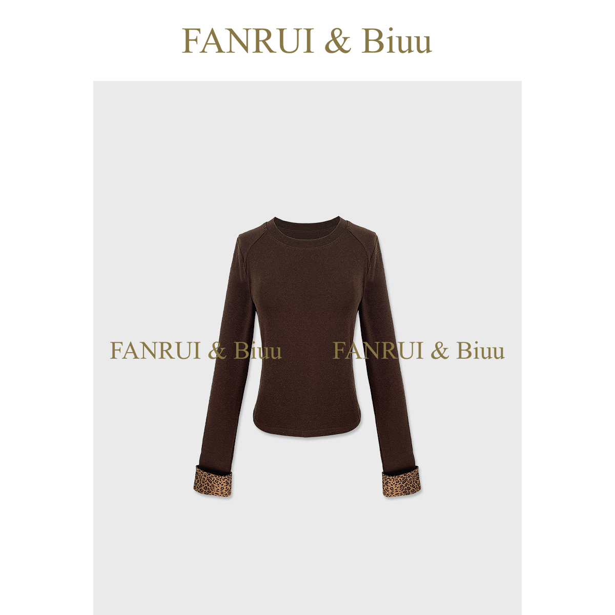 FANRUI/泛芮「贝贝biuu」手袖豹纹拼接减龄时髦轻奢感上衣女B18529