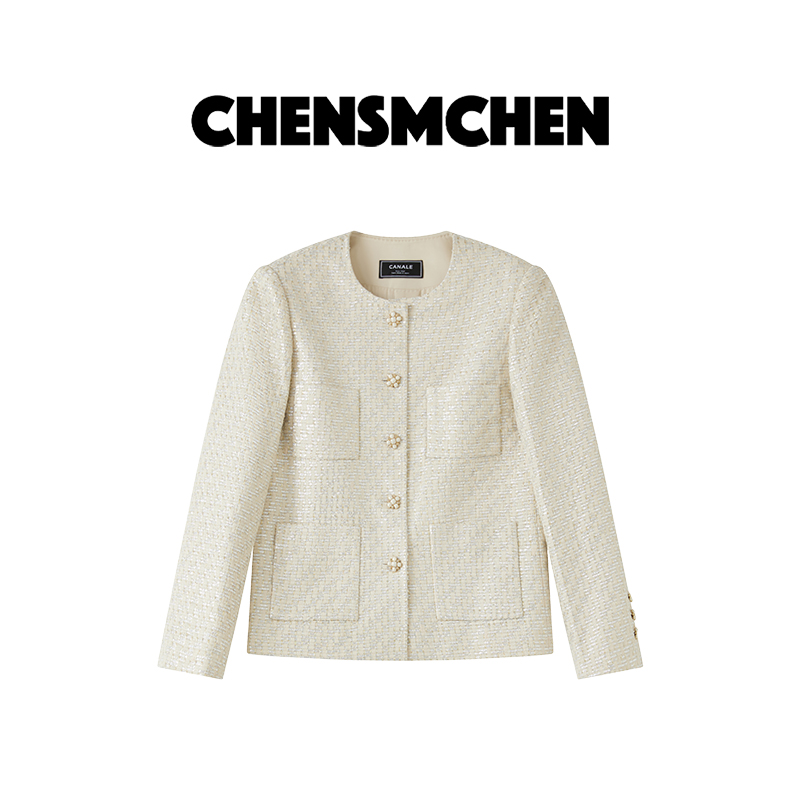 CHENSMCHEN进口CANALE圆领小香外套女春季精致百搭外套CSW2012TT