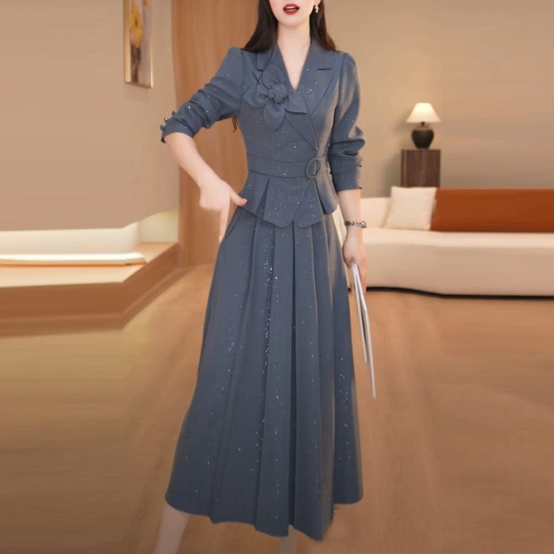 帛莱精纺女神范套装裙2025秋季新款长袖轻奢名媛气质两件套连衣裙