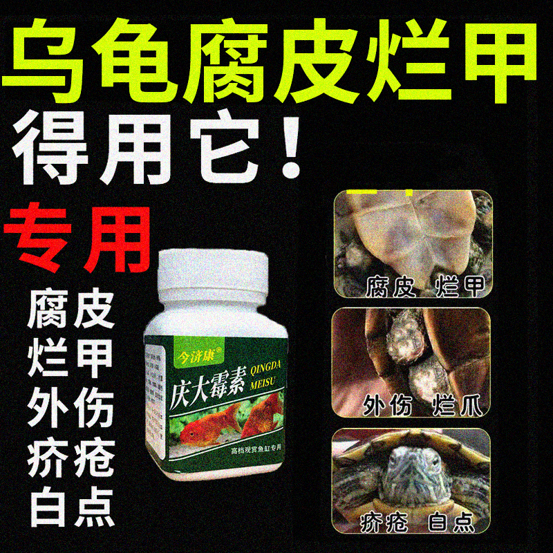 乌龟腐甲专用腐皮烂甲疥疮外伤软甲龟壳白斑不吃食新手草龟巴西龟
