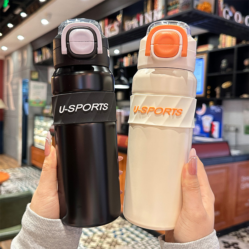 运动风潮流水杯男生大容量专用带吸管保温杯学生上学专用杯子女生