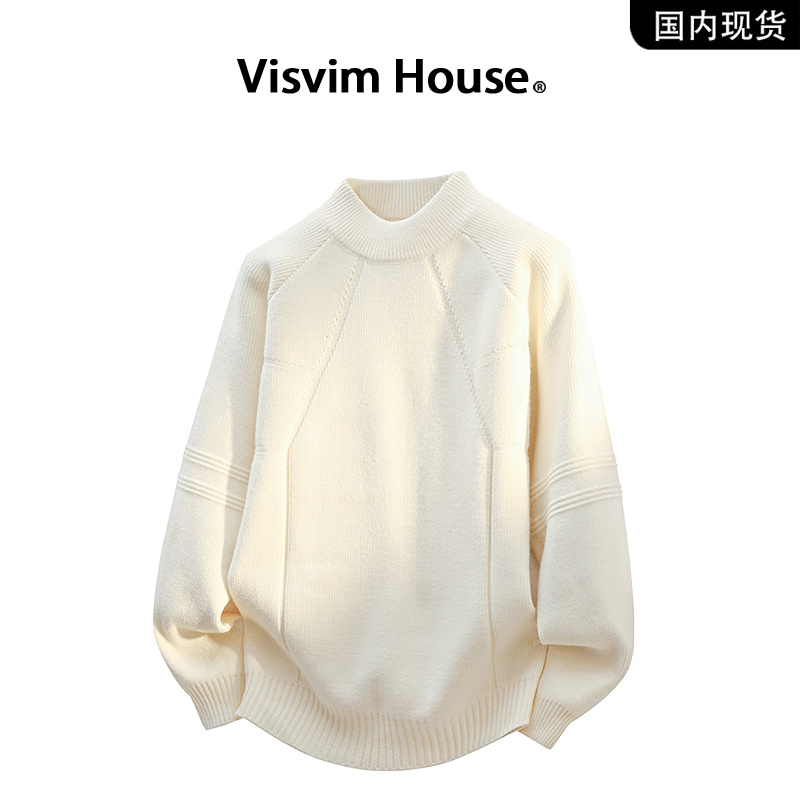 【品牌现货撤柜】VISVIM HOUSE秋冬新款纯色圆领宽松针织衫毛衣男士