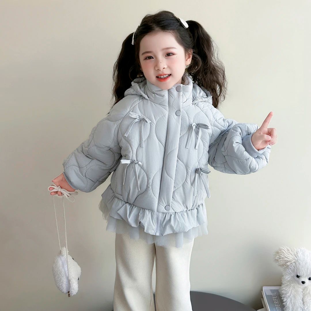 女童外套秋冬款棉衣2025冬季女宝宝加绒加厚连帽上衣儿童夹棉冬装