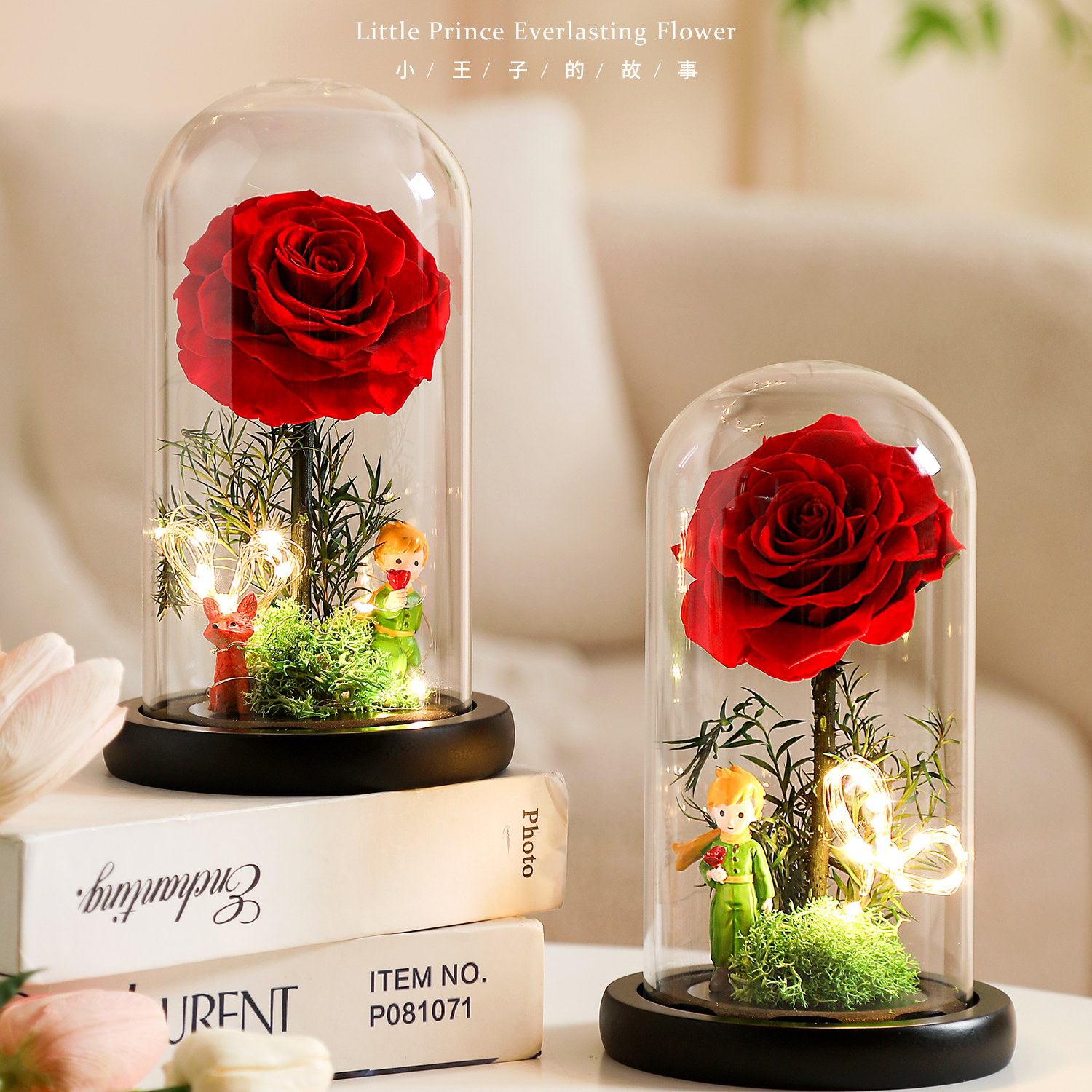 永生花小王子高级感真花束礼盒摆件干花送女友生日七夕情人节礼物