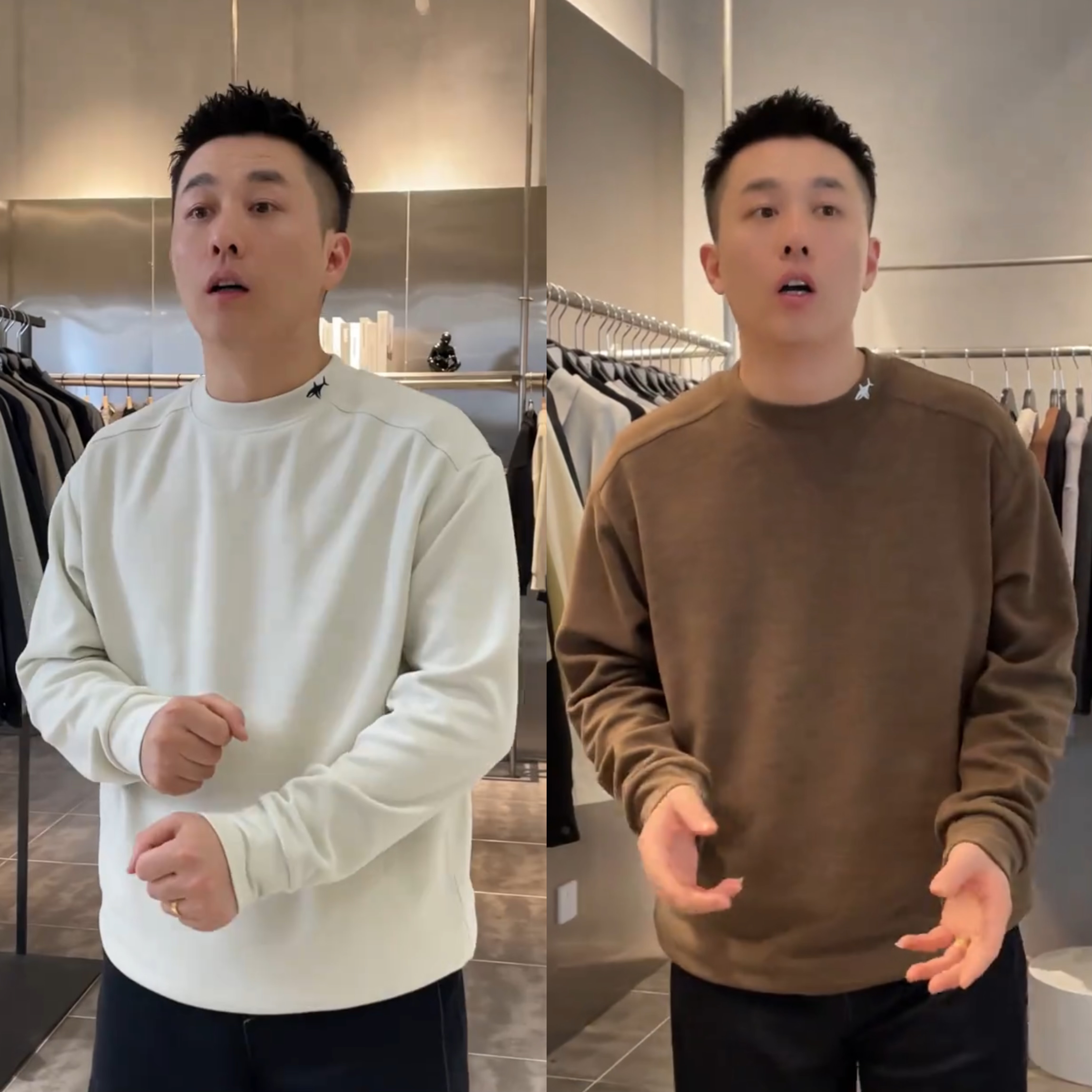 秋冬新品加厚云朵绒刺绣纯色圆领卫衣男士百搭高弹保暖上衣打底衫