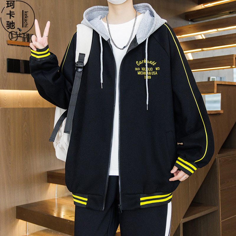 【珂卡驰】春秋款开衫卫衣男孩初高中学生连帽上衣服岁青高品质男装