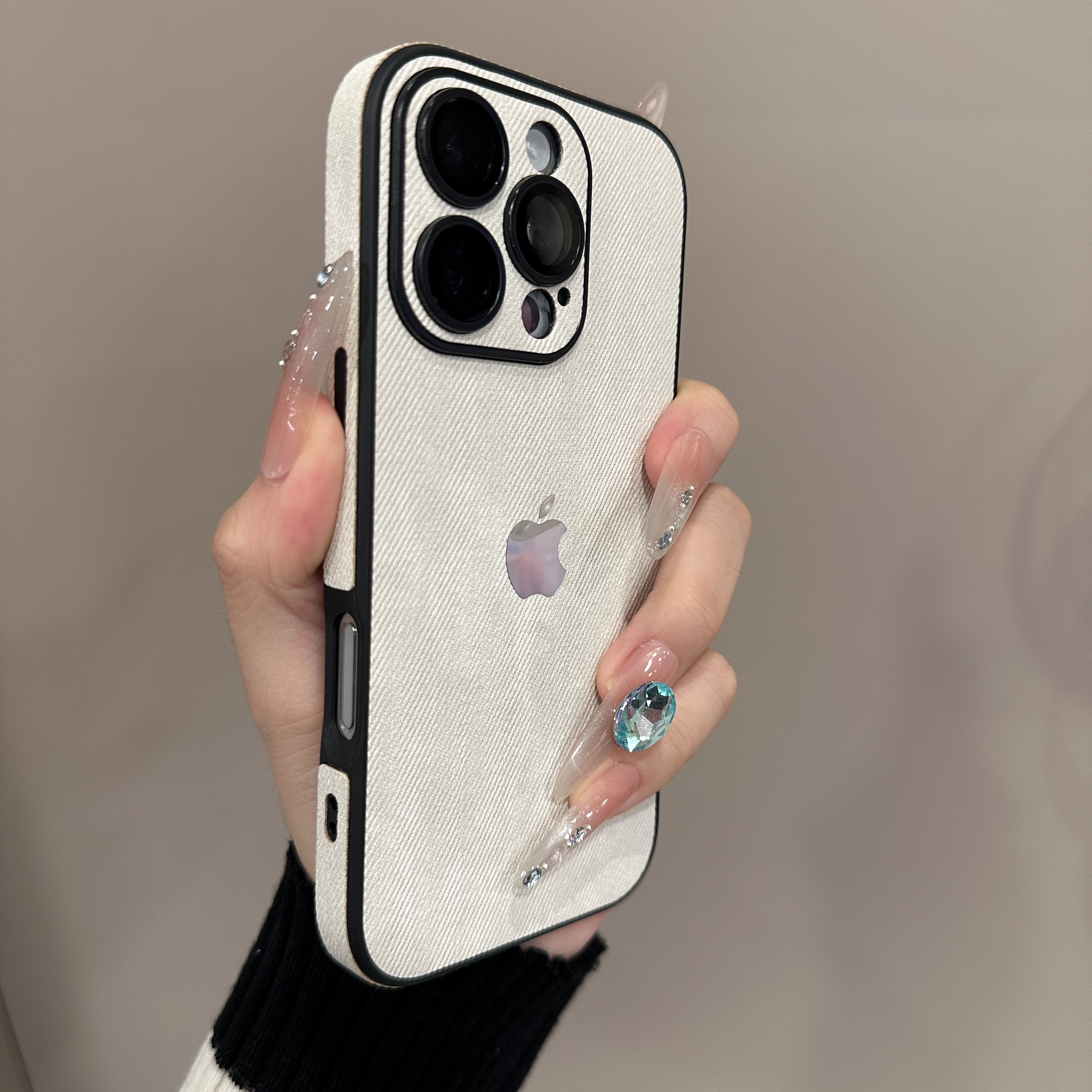 高级感牛仔布适用苹果16promax手机壳15promax带镜头膜14全包13新