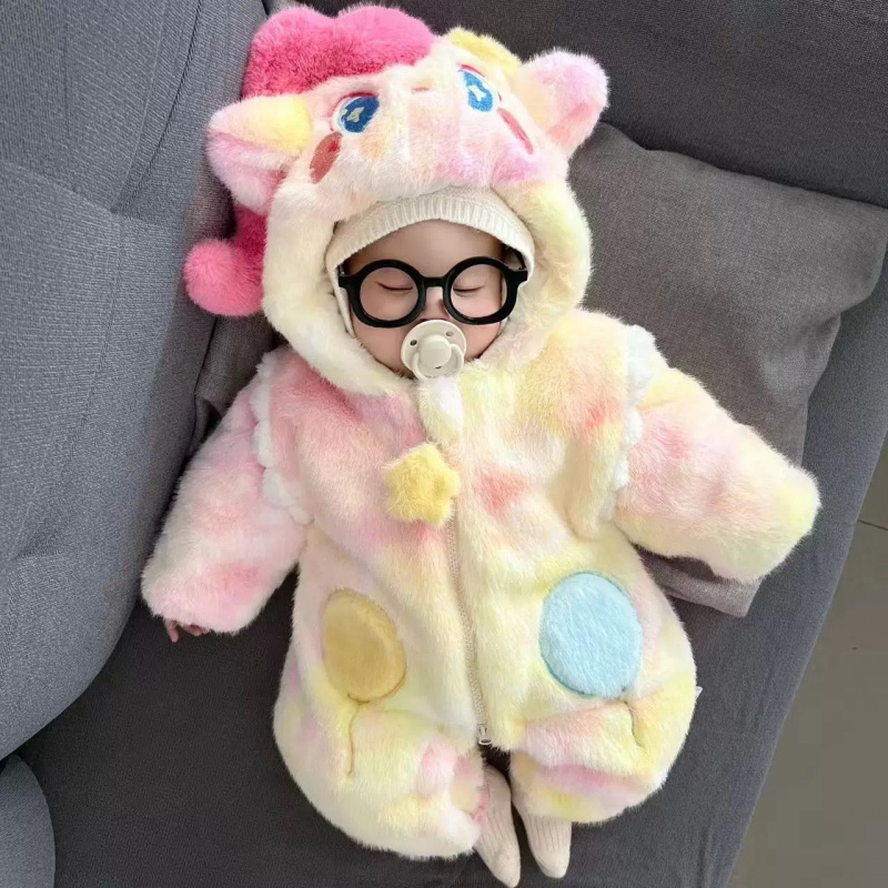 秋冬婴儿新款宝宝爬服儿童加厚婴加绒衣季连体衣抱衣小孩棉衣哈衣