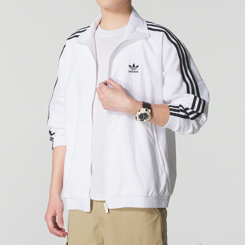 【冬日穿搭】阿迪达斯三叶草外套男复古立领运动宽松薄款夹克JY1328