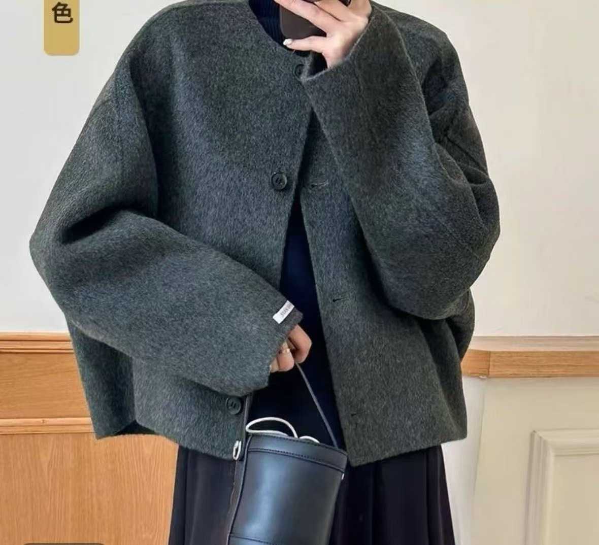 秋冬西装毛呢外套百搭老钱风大衣休闲短款时尚