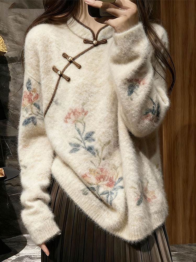 新中式国风毛衣女款2025新款慵懒高级感针织可外穿内搭上衣女秋冬