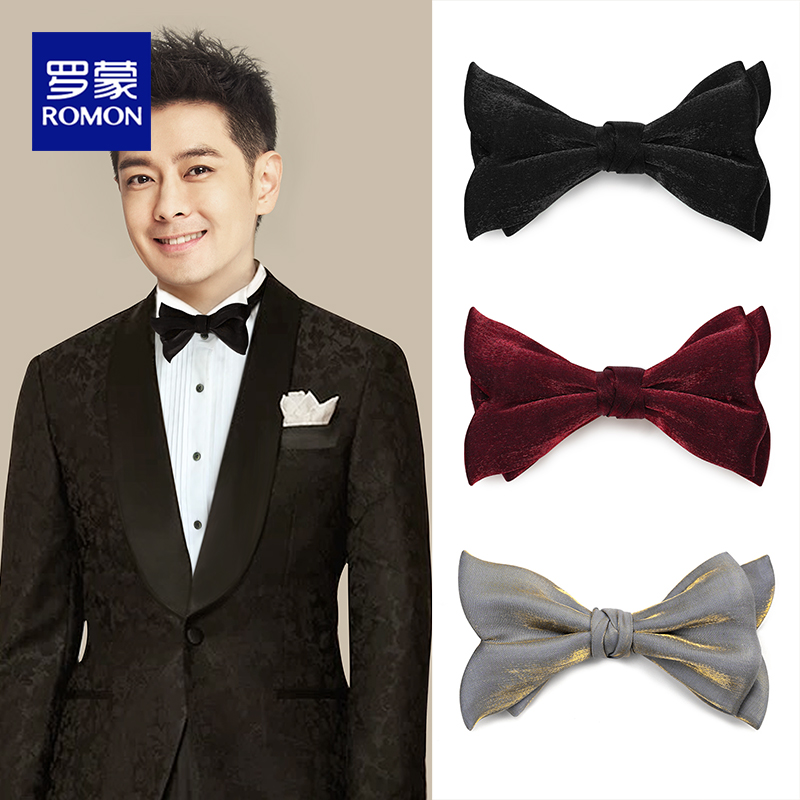 领结男士高档仿手打结婚婚礼鱼尾鎏金宴会衬衫新郎蝴蝶结礼盒装