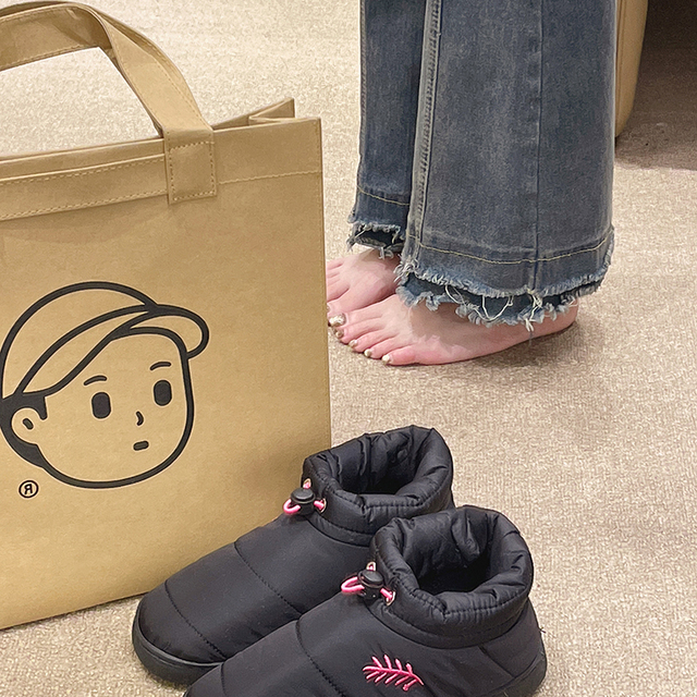 防水羽绒布棉拖鞋女冬季外穿加绒保暖月子鞋室内高帮包跟防滑棉鞋