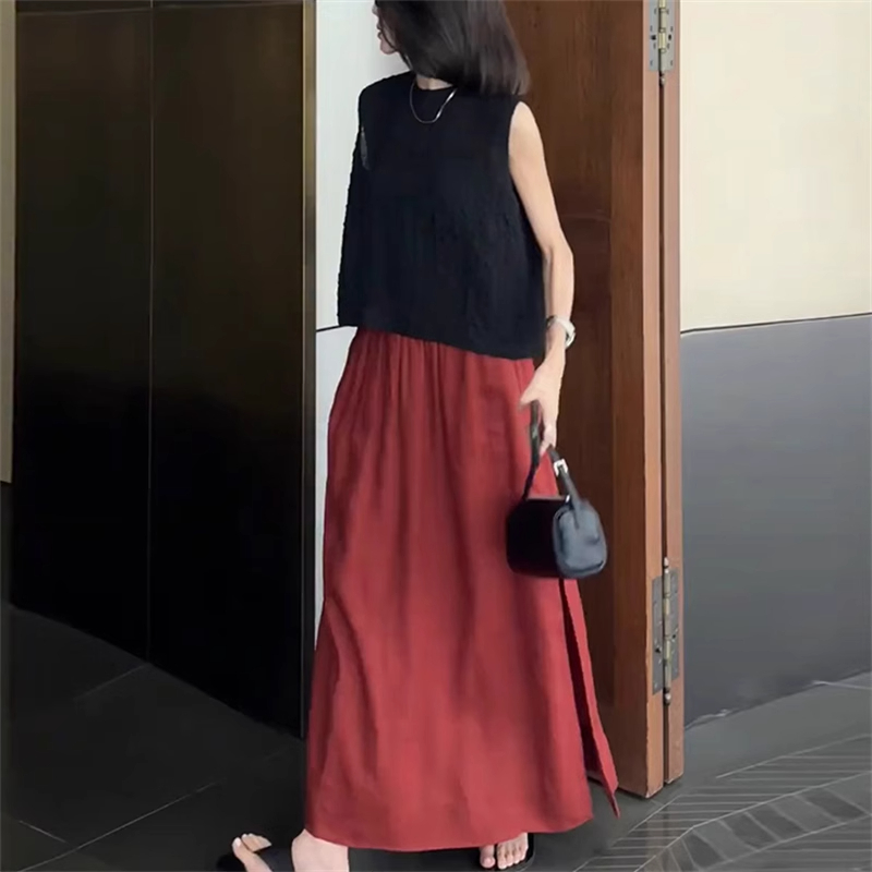气质夏季显瘦上衣时尚套装女背心宽松针织衫赫本半身裙两件套