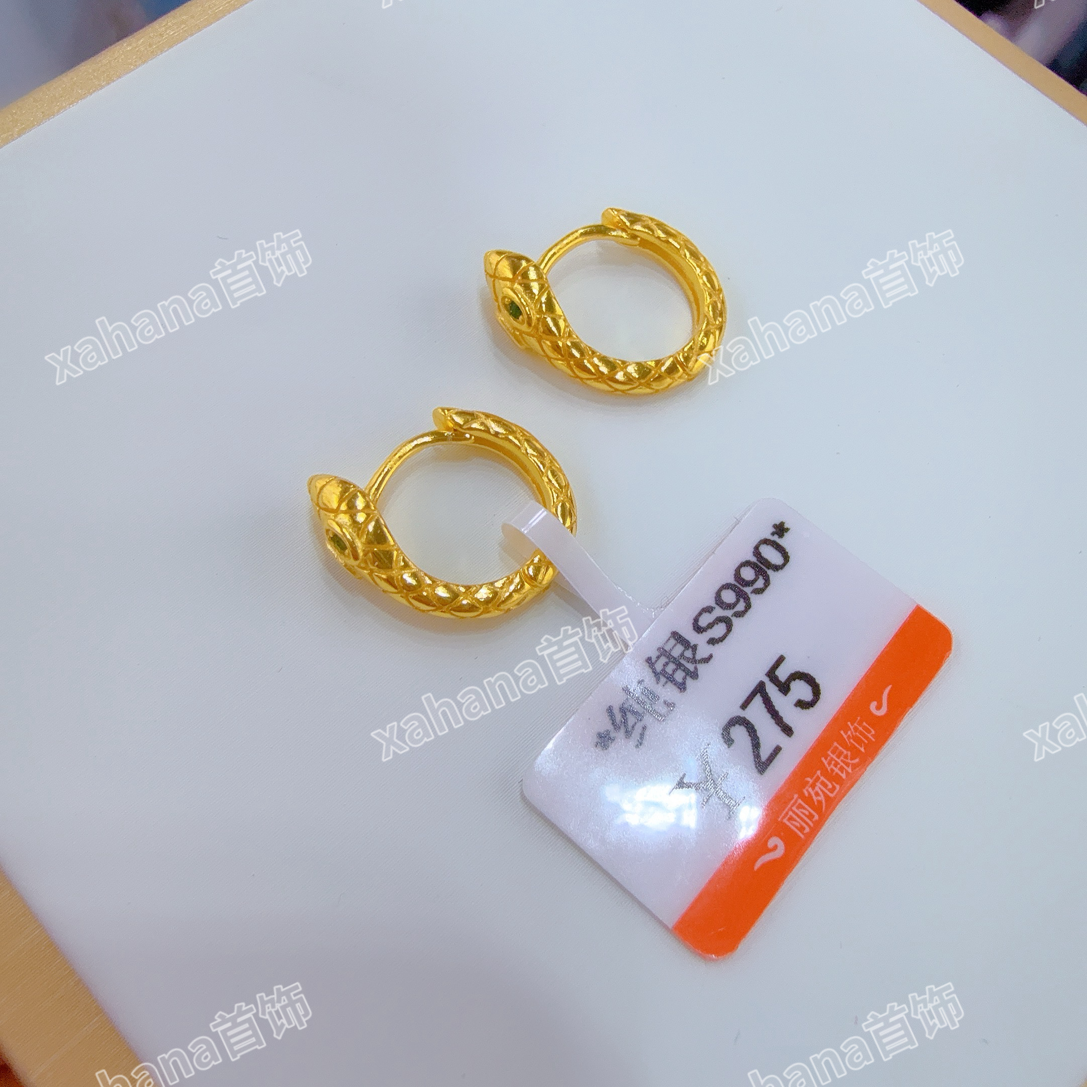 925银耳饰 欧美风金色蛇形彩银耳环时尚原创设计raglik kumux