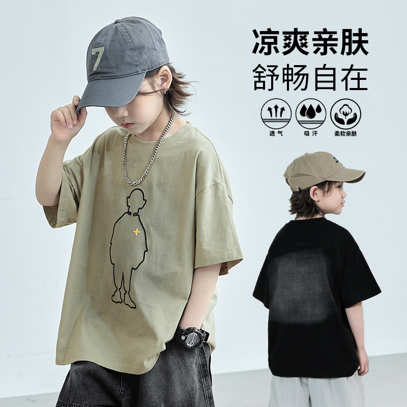 2025夏季新款儿童时尚T恤男女童透气吸汗卡通印花短袖上衣潮