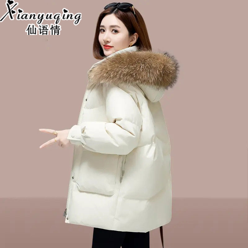仙语情高级羽绒服女款2025新款冬季爆款洋气大毛领加厚中长款外套