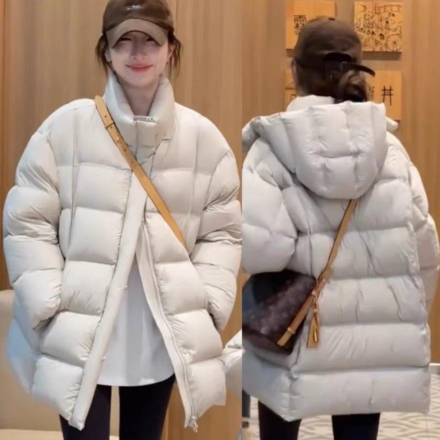 2025冬季新款女士棉服棉衣韩版宽松云朵泡芙小个子中长外套潮
