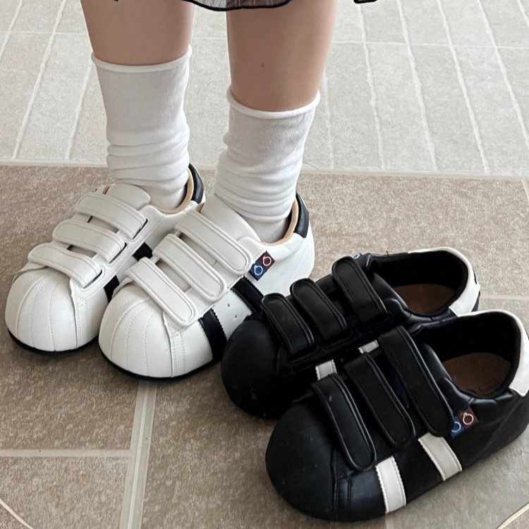 贝壳头厚底魔术贴德训鞋女2025秋季新款增高百搭运动休闲大头板鞋