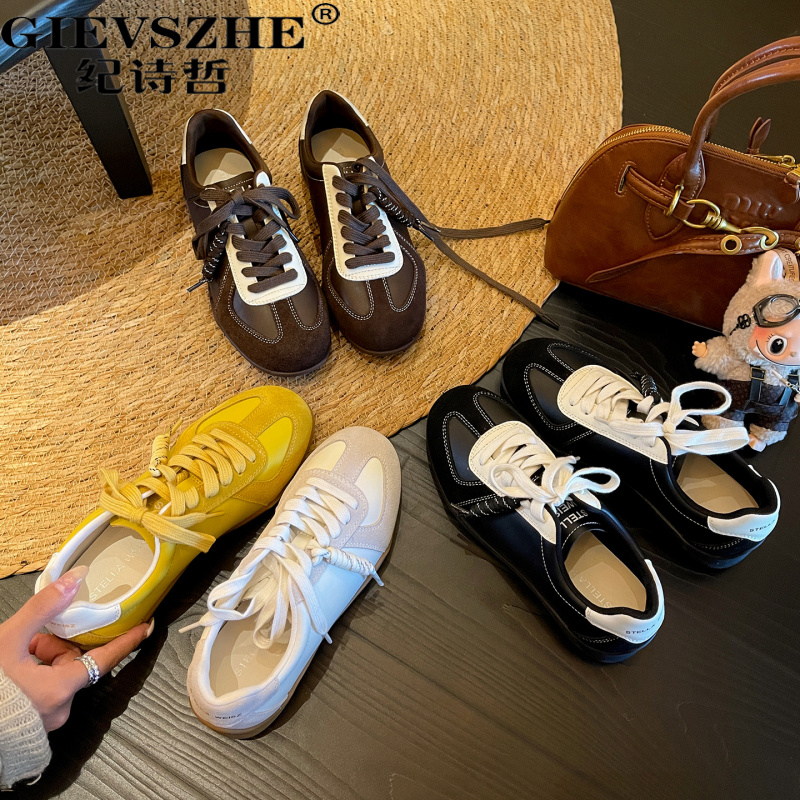 纪诗哲复古拼色平底德训鞋女秋冬新款美式时尚潮流百搭休闲板鞋