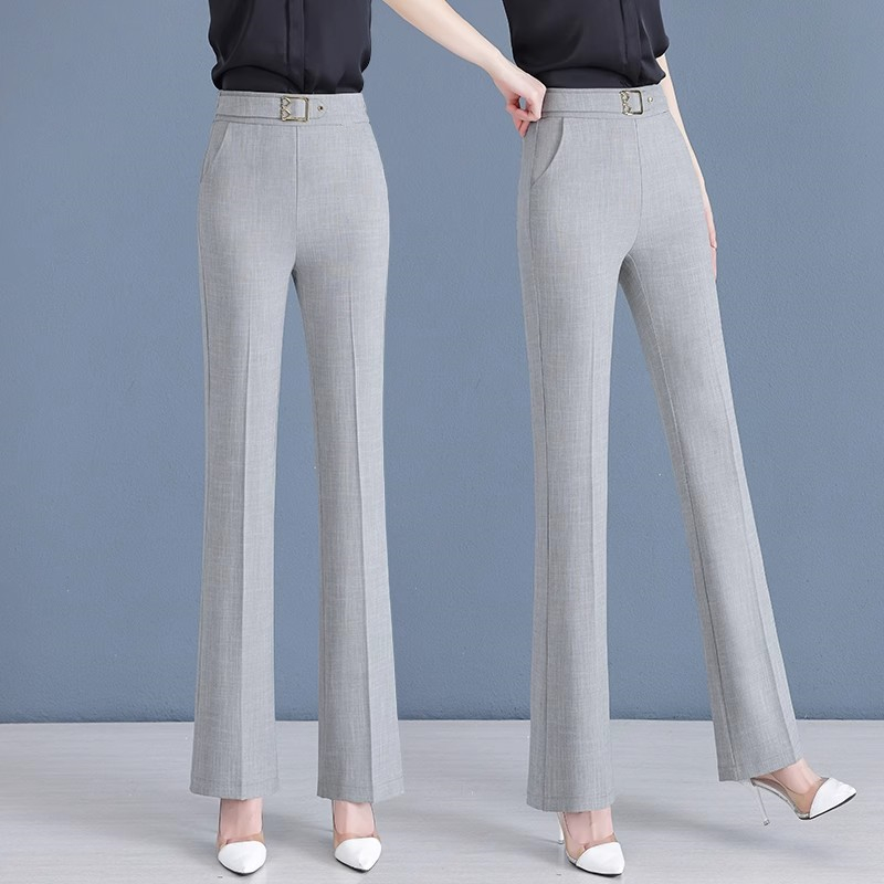 2025夏季薄款微喇裤休闲裤高透轻薄显瘦裤百搭女裤微喇西装直筒裤
