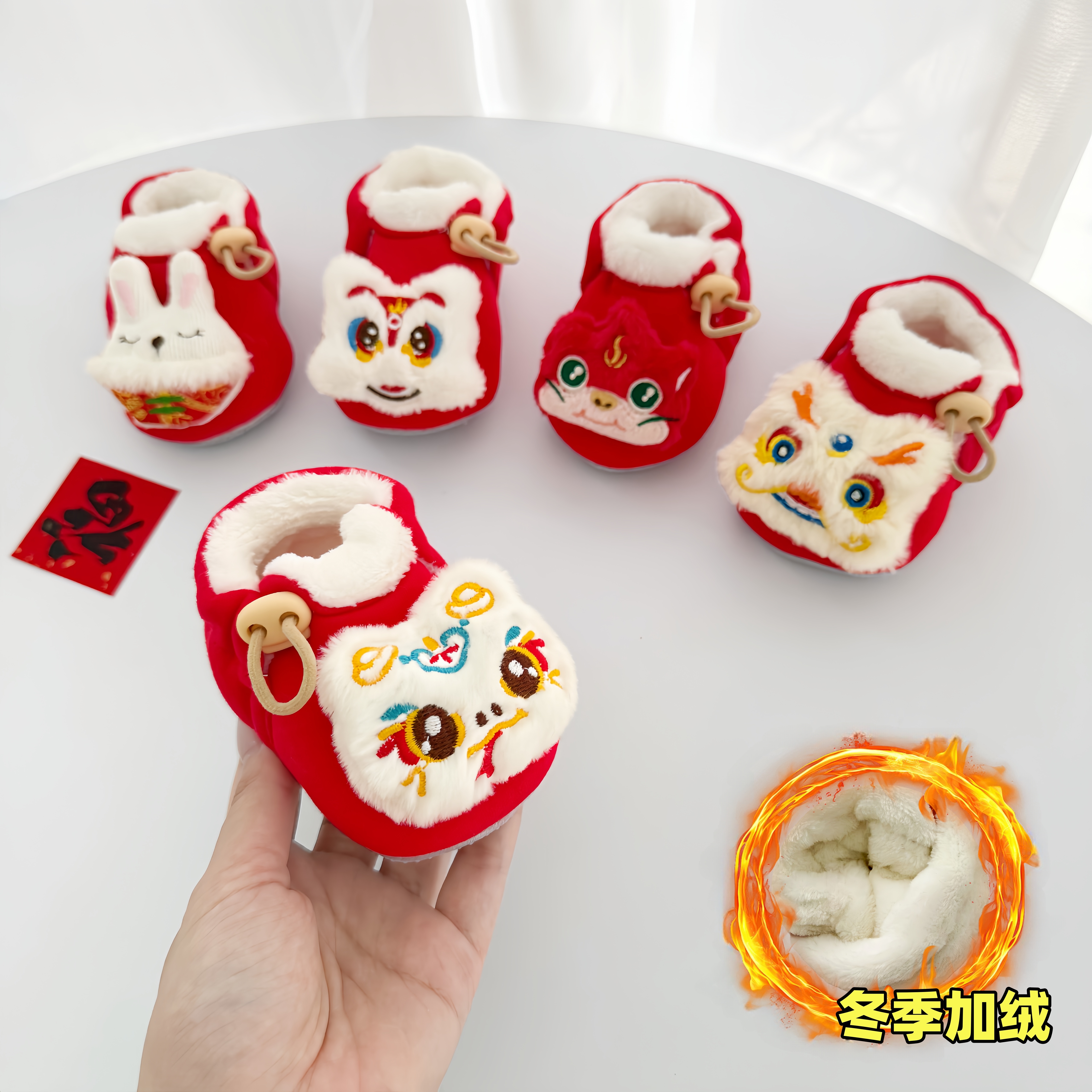 宝宝鞋子冬季加绒加厚新生儿虎头鞋婴儿保暖鞋防滑步前鞋不掉跟鞋