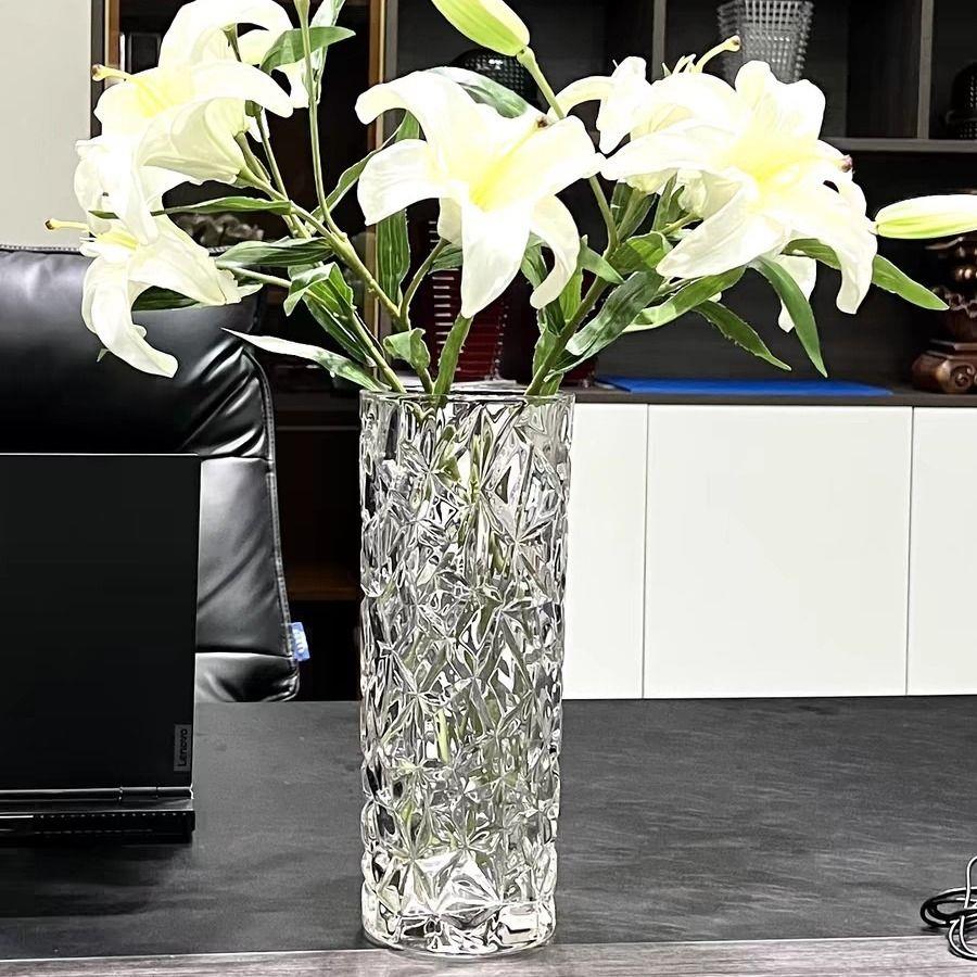 加厚花瓶玻璃透明水养富贵竹玫瑰百合干花插花摆件大号客厅北欧瓶