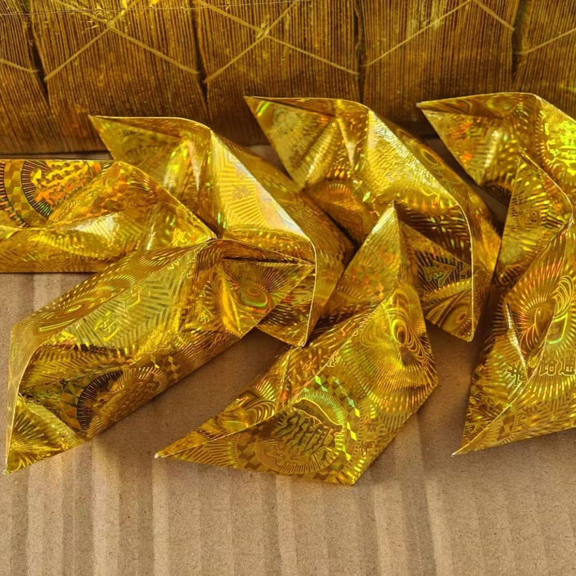 加亮加厚带字花镭射纸手工折纸半成品金色手工折纸