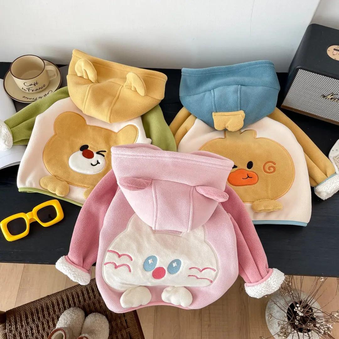 爆款2025加绒加厚重刺绣秋冬新款男童女童卡通立体洋气可爱儿童