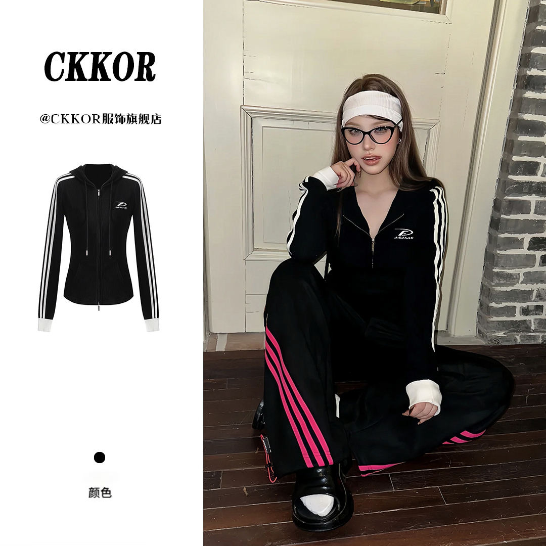 CKKOR韩系连帽时尚百搭刺绣开衫女美式短款显瘦辣妹风薄款短外套